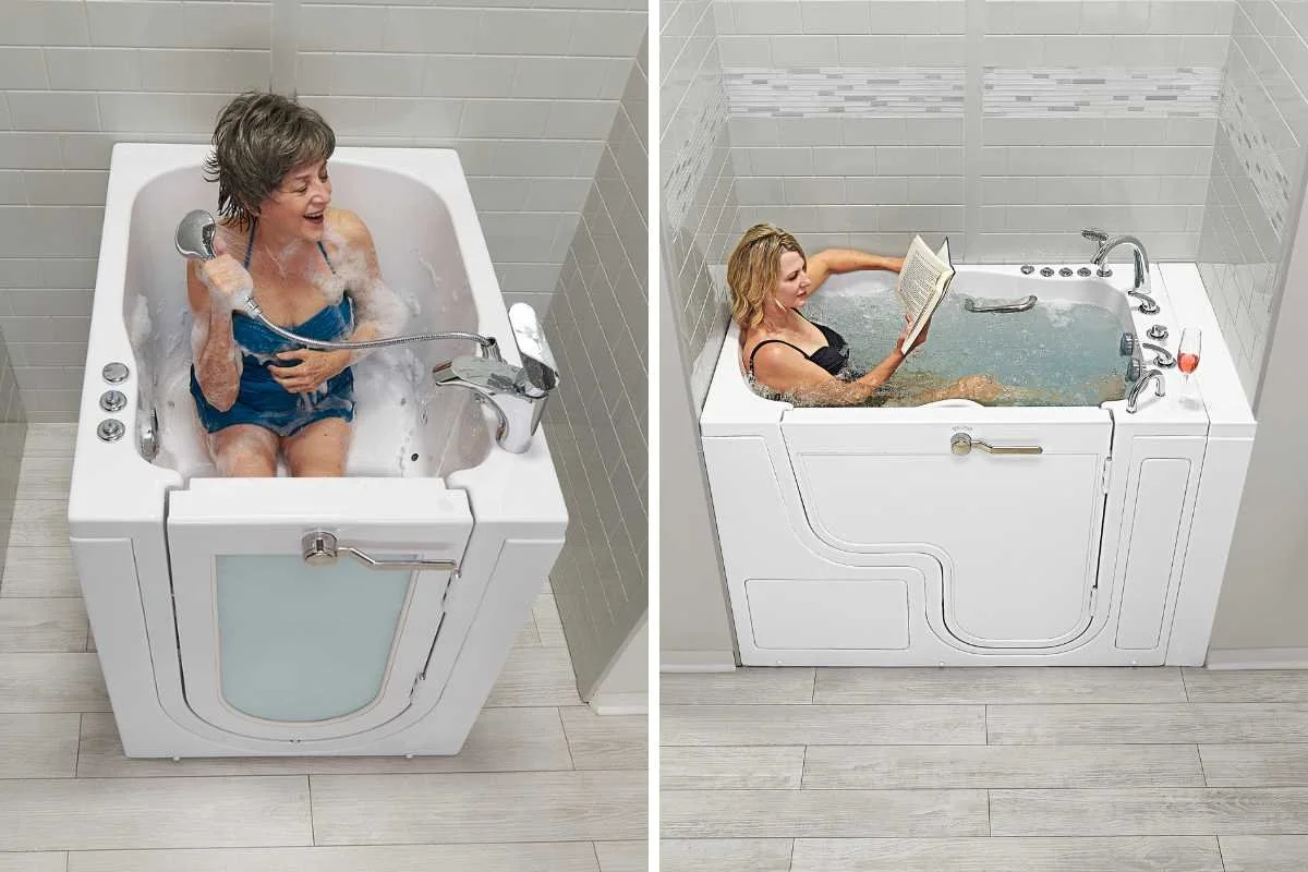 Women enjoying walk-in tubs with hydrotherapy